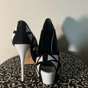 White and black triangle heel